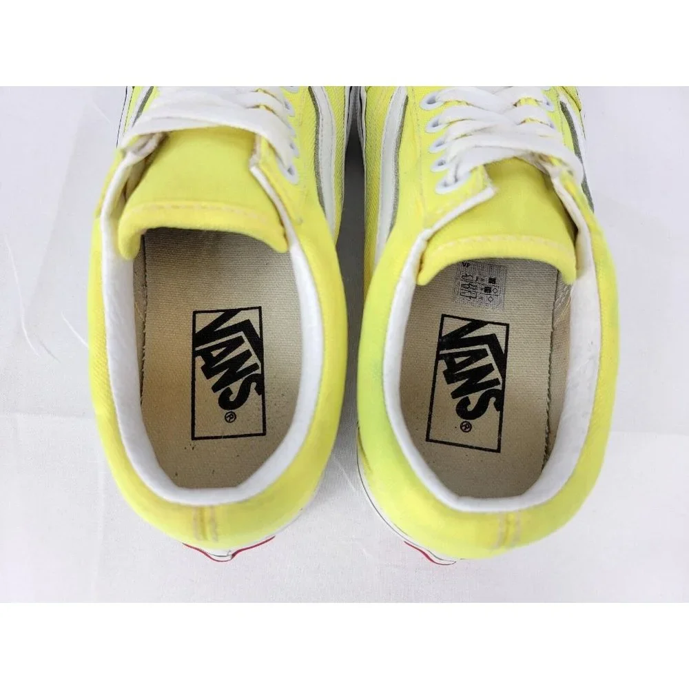 Vans Old Skool Shoes Sneakers Womens Size 6 Neon Highlighter Yellow White 508731 - Picture 4 of 12